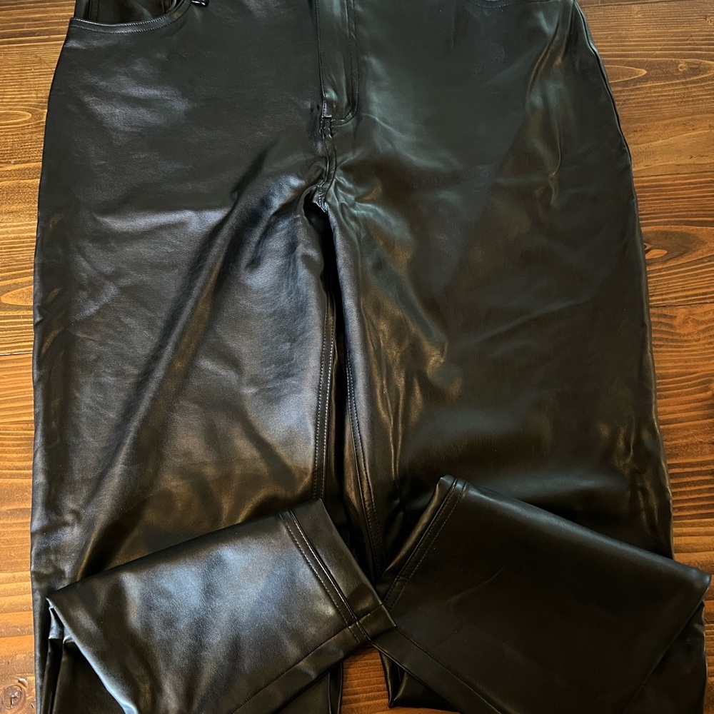 Abercrombie & Fitch Shiny Black Leather Trousers